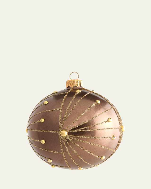 Bronze Glitter Line Ball Christmas Ornament